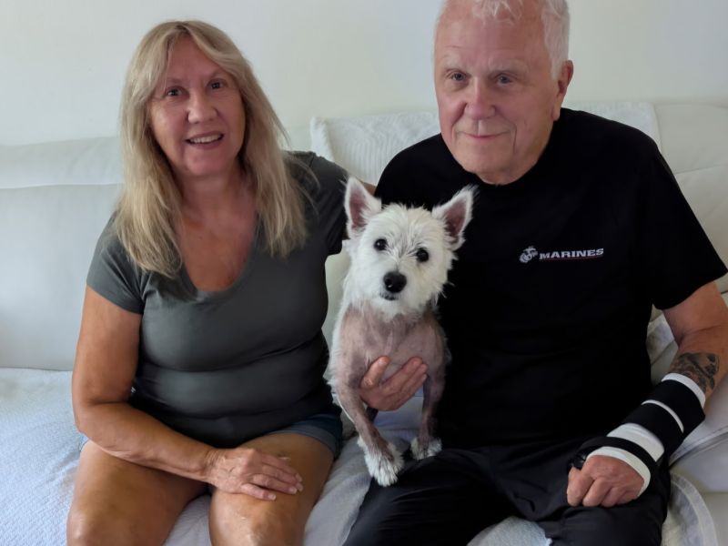 Abby with new mom and dad